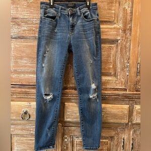 Judy Blue Ripped Skinny Jeans - Medium Blue